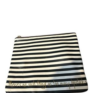 Tartan twine black and white Striped Cosmetic Bag with Gold Accents nice